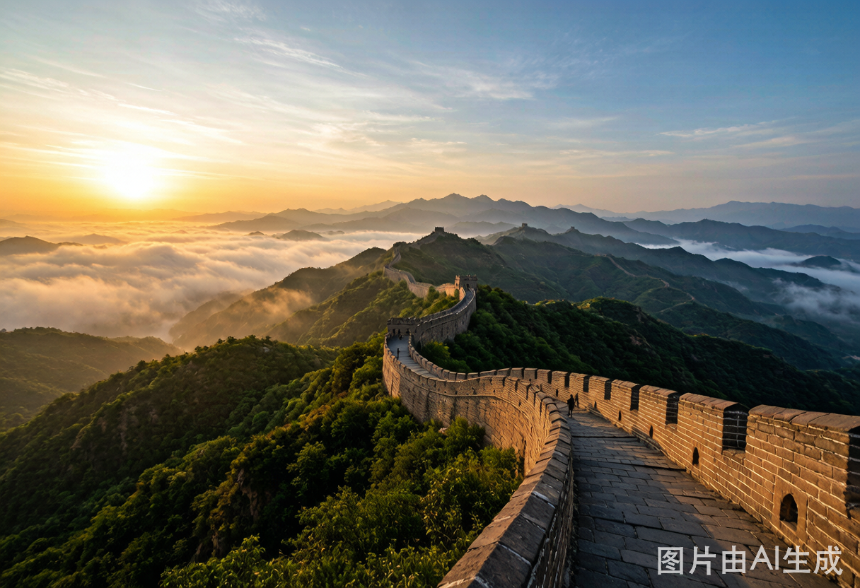 Great Wall of China at sunrise